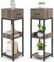 Giantex 3 Tier Tall Plant Stand Indoor, 36 Inch Corner Plant Holder with Drawer & Metal Frame, Modern Plant Shelf for Multiple Flower Pots, Square Plant Tables for Balcony, Living room, 2 Pack