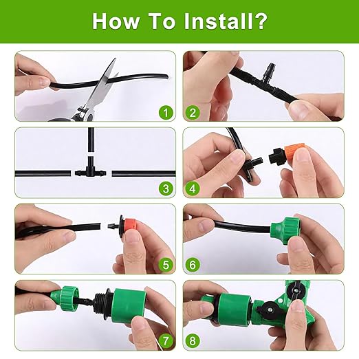 Drip Irrigation Kit 131FT 158PCS with 1/4" Black Distribution Tubing, Automatic Watering System for Garden, Greenhouse, Patio, Flower Bed, Lawn