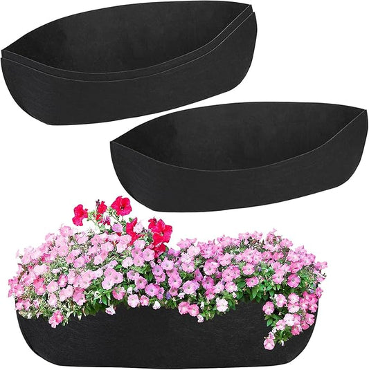 Augshy 4Pcs 24 Inch Planter Liners for Window Box, Window Basket Liners Fabric Planter Liners Hanging Flower Box Liner Felt Trough Planter Insert Non-Woven Plant Liner Replacement for Garden Planters