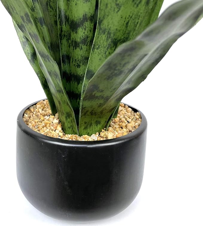 Bird Fiy Artificial Snake Plant 22.5" Faux Agave Fake Sansevieria Artificial Potted Plants for Indoor and Outdoor Home Office Décor