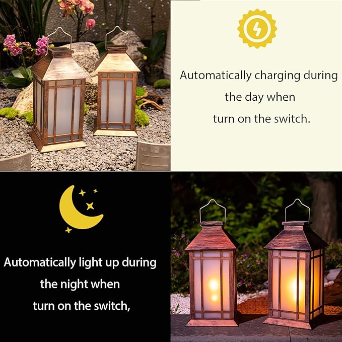 Afirst Solar Lantern Outdoor, Hanging Lights Decorative Outdoor Lighting Waterproof Umbrella Lights for Patio Garden, Table,Party Decor, 2 Pack
