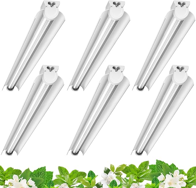Barrina Grow Lights for Indoor Plants, 3FT 5000K Daylight White Full Spectrum Plant Lights, 180W(6 x 30W, 1000W Equivalent), T8 Grow Light Bulbs, LED Grow Light Strips, Linkable Design, 6-Pack