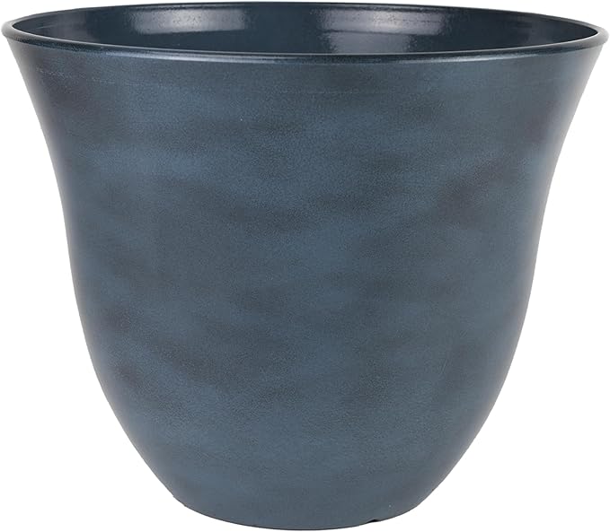 Classic Home and Garden Honeysuckle Resin Planters - Lightweight Indoor & Outdoor Plant Pots - UV-Resistant Plastic Flower Pots - Pot Planters for Flowers & Herbs (15" Blue Jean)