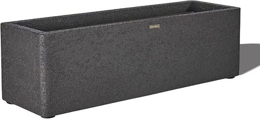 TerraDeco 31 Inch Rectangular Concrete Planter,Durable All-Weather Use with Drainage Holes,Large Rectangular Planter for Outdoor Indoor Plants