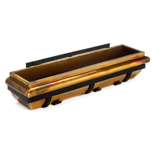 H Potter Window Box Flower Planter 36" Rustic Copper & Mounting Brackets