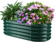 17" Tall Outdoor Garden Raised Garden Bed Kits, 4ft X 2ft Oval,0.8MM Thick Metal Raised Planter Bed/Ground Planter Box for Variety of Flowers,Herbs,Vegetables (Dark Green, 48X24X16.5 Inches)