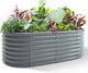 Land Guard 24“ Tall 4×2ft Galvanized Raised Garden Bed Kit, Galvanized Planter Garden Boxes Outdoor, Oval Large Metal Raised Garden Bed for Vegetables(Modern Gray, 4×2×2ft)