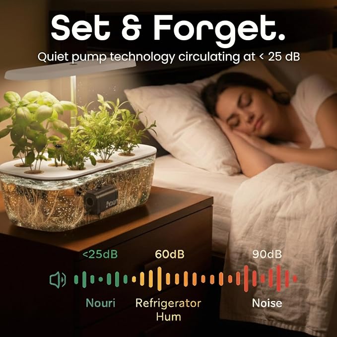 Nouri 12 pod APP Smart Garden for Home Cooks | w/Heirloom Salad | Hydroponics Growing System | LED Grow Lights | Indoor Herb Garden Kit | Herb Growing Kit Indoors for Plant Lovers, Gardeners, Kitchen