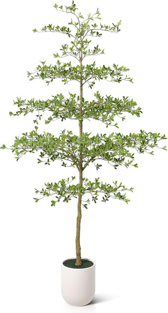 10FT Artificial Black Olive Tree Indoor with White Planter – Tall Luxury Faux Olive Tree, Mediterranean Architectural Statement Decor for Living Room & Office,VN232