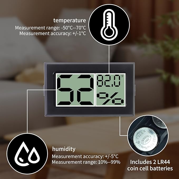 Giznzg Acrylic Tarantula Enclosure, Reptile Terrarium Breeding Tank w/Temperature Hygrometer,Habitat Reptiles Feeding Box Isopod Terrarium Cage for Insect Lizard Home Office (Reptile-Tank-L(No Tray))