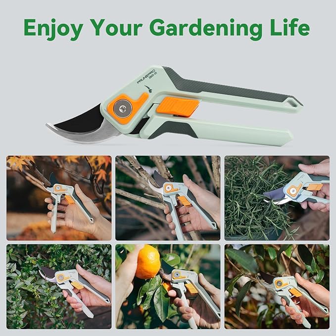 PrunePro 8" Professional Pruning Shears for Gardening 2 Pack Bypass Hand Pruner Stainless Steel Sharp Garden Scissors Plant Flower Rose Garden Clipper
