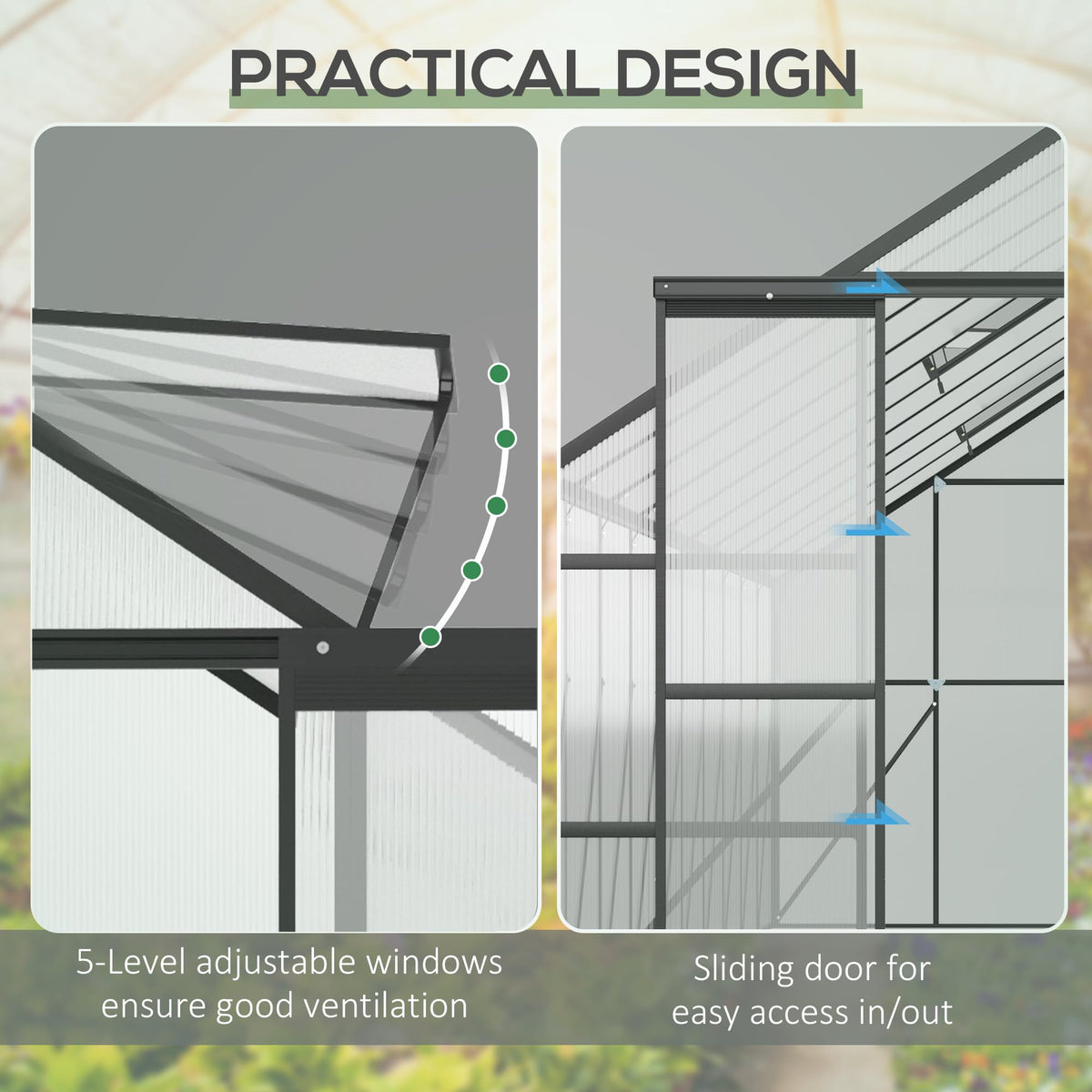 Outsunny 20' x 8' Polycarbonate Greenhouse Walk-in Aluminum Frame Clear