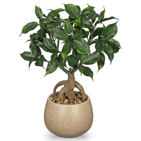 Artificial Bonsai Tree Fake Small Ficus Plant with Ceramic Pot Indoor Plant