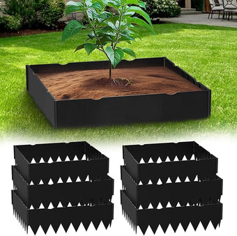 Riokko Planting Grow Rings, Garden Landscape Edging Border Ring, Square 16 Inch, Perfect for Deep Watering Veggies Herbs & Flowers, Protection and Edging of Garden Plants, Pack of 6, Black