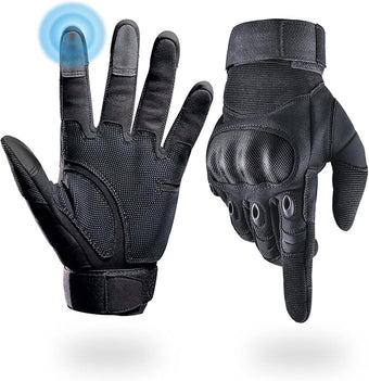 Tactical Gloves for Men, Shooting & Motorcycle Gloves with Hard Shell Knuckle Protection & Leather Palm for Airsoft Motorcycle Cycling Paintball Sports Climbing Training Hunting