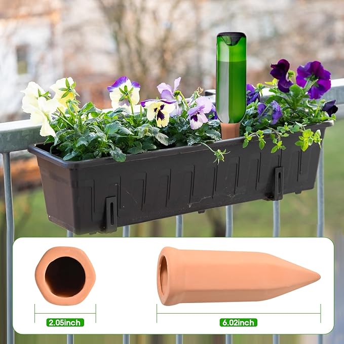 APPD Terracotta Watering Stakes15 Pack Automatic Plants Watering Devices Terracotta Self Watering Spikes for Wine Bottles Great for Indoor & Outdoor Plants