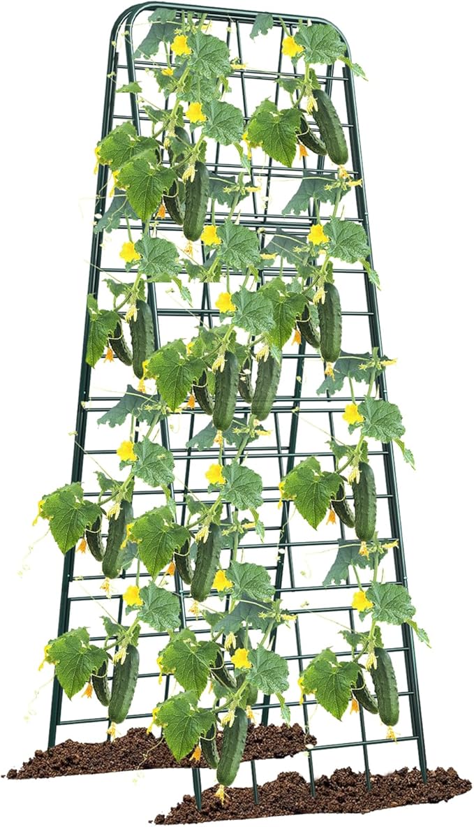 Heavy Duty 50"x17" Adjustable A-Frame Trellis for Climbing Plants – Rust-Proof Metal Garden Trellis with Dense Grid Design, Perfect for Raised Beds, Tomatoes, Cucumbers & Outdoor Vines (Green, 1 Pcs)
