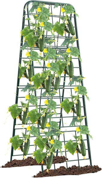 Heavy Duty 50"x17" Adjustable A-Frame Trellis for Climbing Plants – Rust-Proof Metal Garden Trellis with Dense Grid Design, Perfect for Raised Beds, Tomatoes, Cucumbers & Outdoor Vines (Green, 1 Pcs)