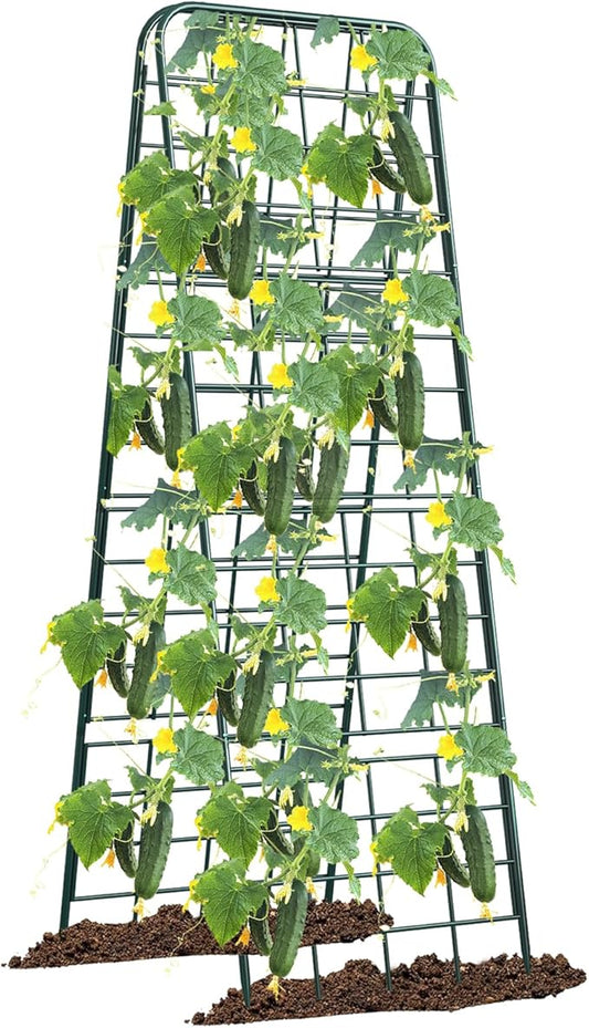 Heavy Duty 50"x17" Adjustable A-Frame Trellis for Climbing Plants – Rust-Proof Metal Garden Trellis with Dense Grid Design, Perfect for Raised Beds, Tomatoes, Cucumbers & Outdoor Vines (Green, 1 Pcs)