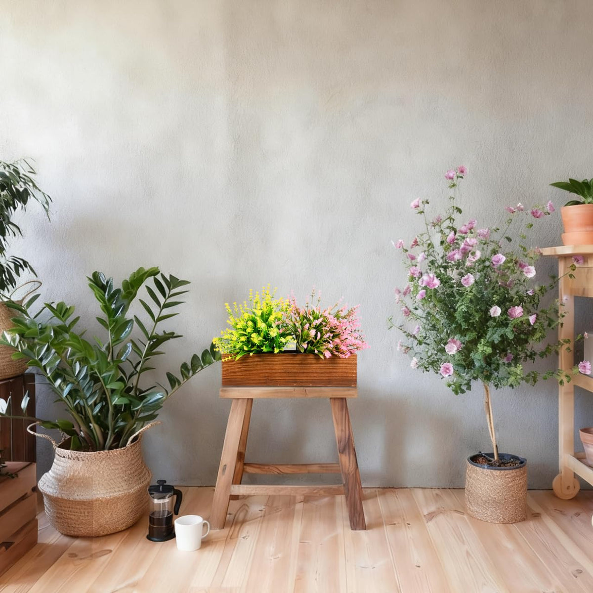 Toddmomy Wood Planter Box Rustic Wood Flower Pot for Succulents Herbs and Small Plants 11.81 X 3.74 X 2.75 in Indoor Outdoor Window Sill Garden Balcony Office Decor