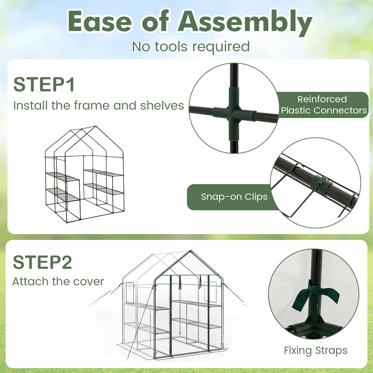 Happygrill Greenhouses for Outdoors, Portable Greenhouse with PE Cover