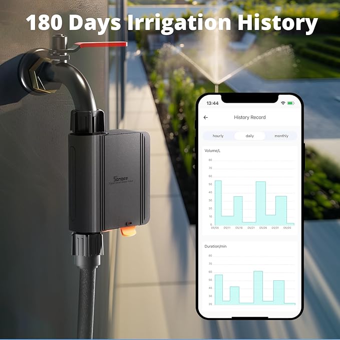 SONOFF Zigbee Sprinkler Timer, Gateway Required, Smart Controller Voice Control with Alexa and Google Home, Automate Irrigation for Garden, Lawn, Pool, Outdoor Watering, SWV-NH, Black