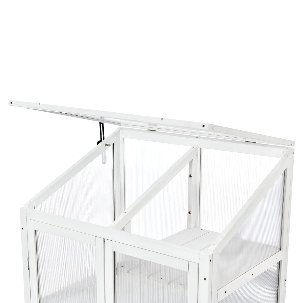 Harper & Bright Designs 62 inch Height Wood Large Greenhouse Balcony Portable Cold Frame with Wheels and Adjustable Shelves for Outdoor Indoor Use, White