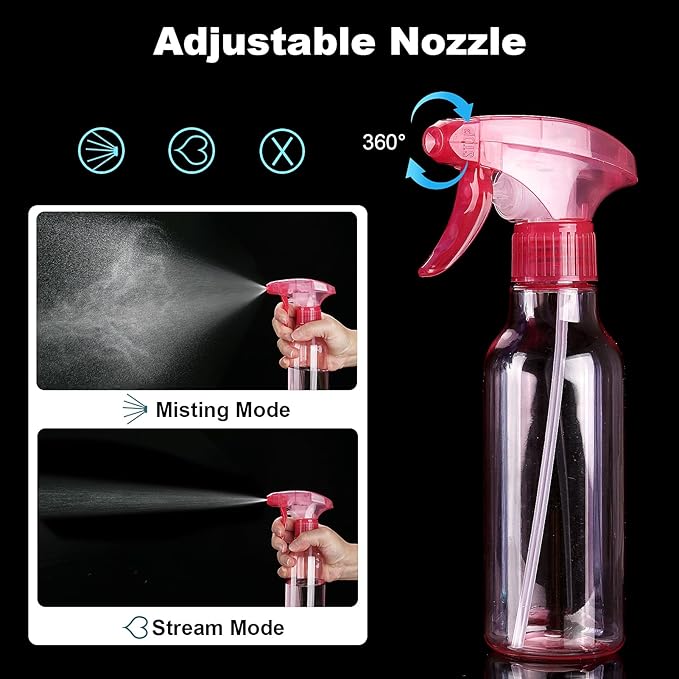 Cosywell Plastic Spray Bottles 8.8oz/260ml 2 Pack Empty Spray Bottle for Cleaning Mist/Stream Refillable Container Water Spraying Bottle for Cooking Hair Care Essential Oils(Pink)