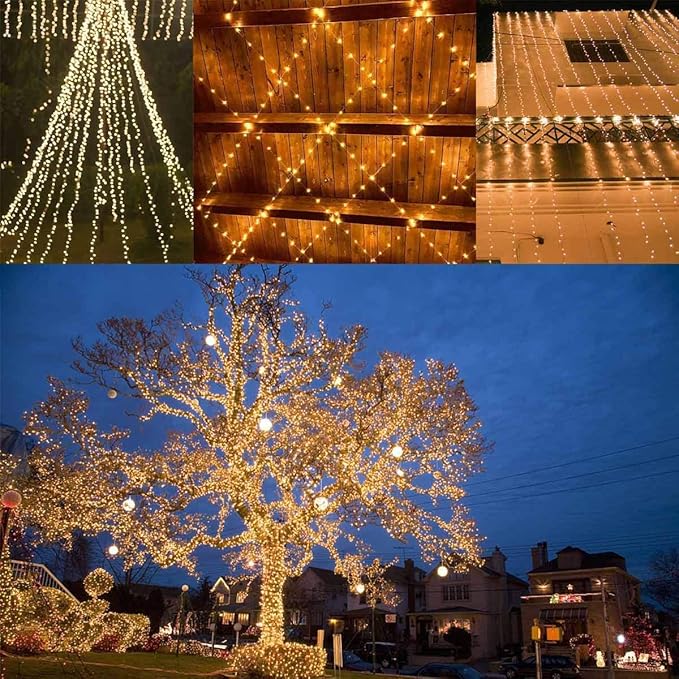 Extra-Long 144FT Solar String Lights for Outside, 2 Pack 400LED Solar Fairy Lights Outdoor Waterproof, Copper Wire with 8 Modes Solar Twinkle Lights for Tree Garden Party Patio Xmas Decor (Warm White)