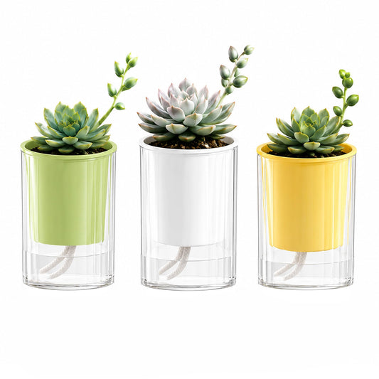 Yiemoge Self Watering Plant Pots Set of 3, 3 Inch Mini Planters