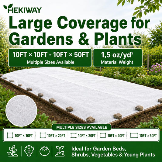 HEKIWAY 10 FT x 30 FT Frost Cloth, Plant Covers for Freeze Protection