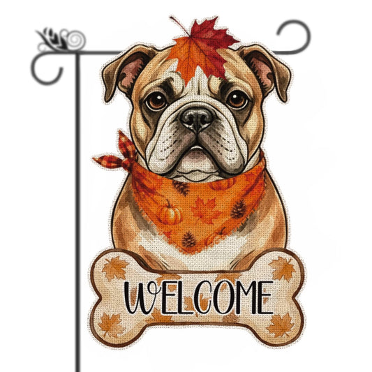 Fall English Bulldog Decor Outdoor - English Bulldog Fall Dog Decor Double Sided Garden Flag Outside Vertical Autumn Holiday Welcome Yard Decoration Lawn Outdoor Decor
