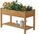 Wooden Raised Garden Bed, Planter Box with Legs, Garden Planter with Divider Bag for Backyard, Patio, Balcony, Planter Stand Box for Herbs and Vegetables (Brown-M)