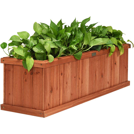 Giantex Raised Garden Bed Flower or Vegetable Planter Window Mounted Plant Box for Garden, Yard Wood Box for Planting, 40"x12"x12"