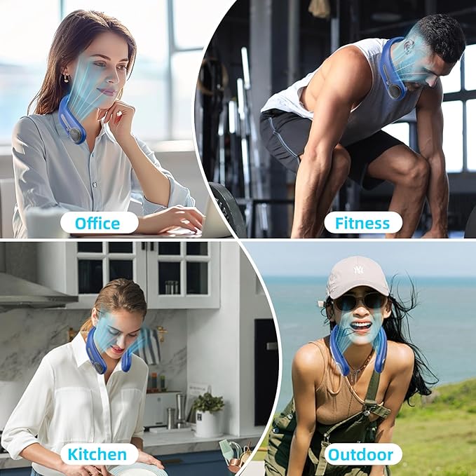 Portable Neck Fan,Hands Free Personal Wearable Bladeless Fan,6000mAh USB Rechargeable,360° Cooling,LED Display,4-Speeds,Birthday Gifts for Men Women Dad Mom,Valentines Day Gifts for Her Him (Navy)