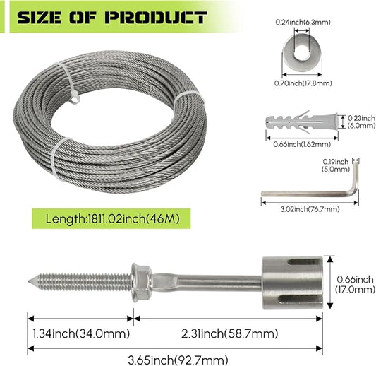 Wire Trellis for Climbing Plants Outdoor, 30-Set Wall Wire Trellis Kit with 1/8" x 150ft Stainless Steel Cable and Cutter, T316 Espalier System for Fence Garden DIY on Brick Concrete Wood Walls