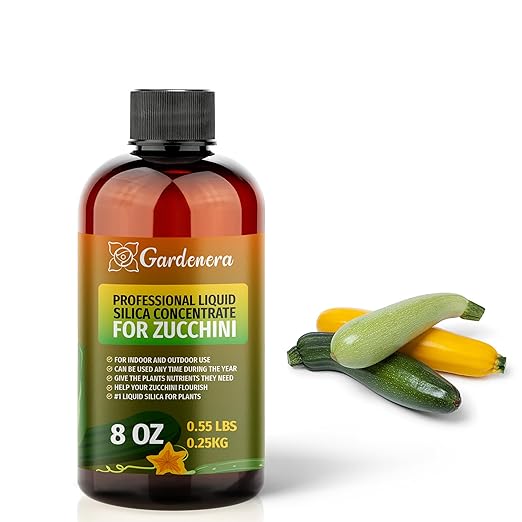 𝐏𝐑𝐄𝐌𝐈𝐔𝐌 Liquid Silica Plant Supplement - 8oz (250mL) - Zucchini Plants Liquid Silica Boost Fertilizer - Stronger Stems & Healthy Leaves for Indoor & Outdoor Zucchini Plants (Makes 45 Gallons)