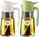 YARRAMATE 2Pcs 16oz/470ml 2 in 1 Oil Sprayer for Cooking with Stickers, Food-grade Glass Oil Spray Bottle, Oil Dispenser and Oil Sprayer for Kitchen, Salad, Frying, BBQ (White & Green)
