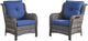 HUMMUH Outdoor Wicker Patio Chairs Set of 2 PE Rattan Patio Seating Chairs High Back Curved Armrest Porch Chairs with 4 inch Seat Cushions
