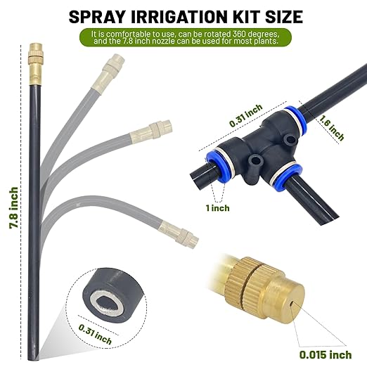 360° Adjustable Drip Irrigation System - 100FT Garden Watering Atomizing System with 32 Nozzles & Water Timer, Greenhouse Accessories for Yard, Lawn, Plants, Garden, 5/16 inches Hose
