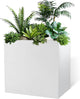 GZLVSOW White Metal Planter Box 30" x 12" x 24" for Outdoor Plants Galvanized Steel Outdoor Planter Spliced Rectangular Flower Box with Partitions for Outside,Indoor,Garden (White, 30 * 12 * 24)