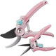 NEXON Garden Pruning Shears 2 Pack, 8" Bypass Hand Pruner & 6.25" Precision Garden Scissors, Professional Garden Clippers for Plants and Flowers Pink