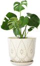 Gepege 10 Inch Plant Pot, Creamy White Ceramic Planter with Drainage Holes and Saucers for Plants Indoor and Outdoor Flower Pot