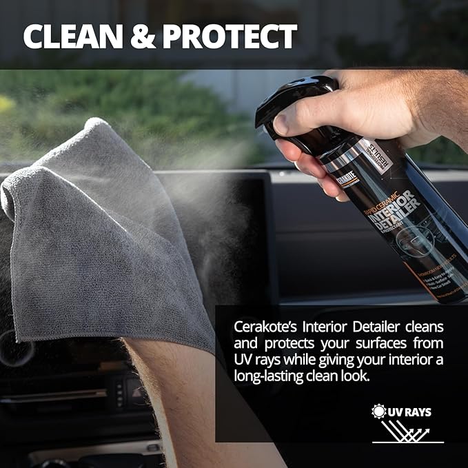 CERAKOTE Rapid Ceramic Interior Detailer and Protectant (14 fl oz.) – Quick and Easy – Multi-Surface Safe – Interior Car Cleaner Spray – Dry to the Touch – Clean and Protect Your Car, Truck, or SUV