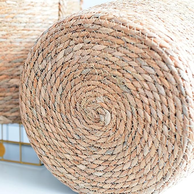 Rattan Planter Basket, Straw Weaving Woven Straw Flower Pot, Wicker Rattan Vase Sundries Organizers Storage Bins, Hand Woven Basket Planter with Plastics Liners and Handle for Indoor Outdoor (Small)