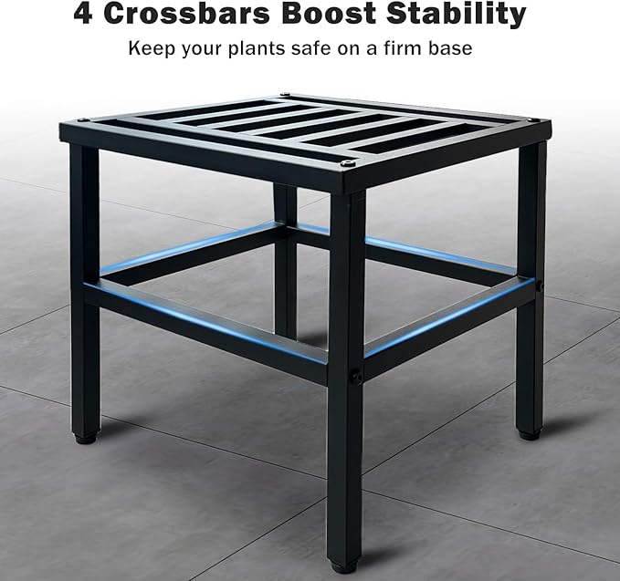 Hongsane Plant Stand Indoor Outdoor,13 Inch Round Metal Plant Stands Riser,Heavy Duty Wrought Iron Pedestal Holders for Large Flower Pot,Outside Rust-Proof Black Flower Display Shelf for Patio,1-Pack
