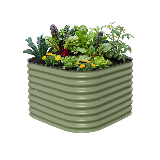 Vego garden 26" Extra Tall Raised Garden Bed Kits, 4 in 1 Modular Raised Planter Box for Vegetables Flowers Fruits Oval Metal Raised Garden Olive Green