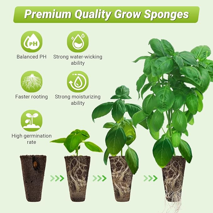 50 Pack Square Seed Starter Pods for Indoor Hydroponics Growing System, 50pcs Squared Grow Sponges with 10 Square Pods Labels, Supplies Replacement Compatible with IDOO, QYO, LYKO