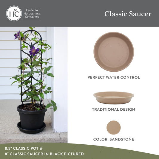 The HC Companies Classic Round Planter Pot, 12 Inch, Sandstone, 2-Pack