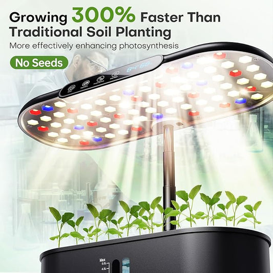 Ahopegarden Hydroponics Growing System kit: 12 Pods Indoor Herb Garden with Smart Environmental Detection - Full Spectrum LED Grow Light for Growing Vegetables，Herbs and Lettuce - Home Gardening